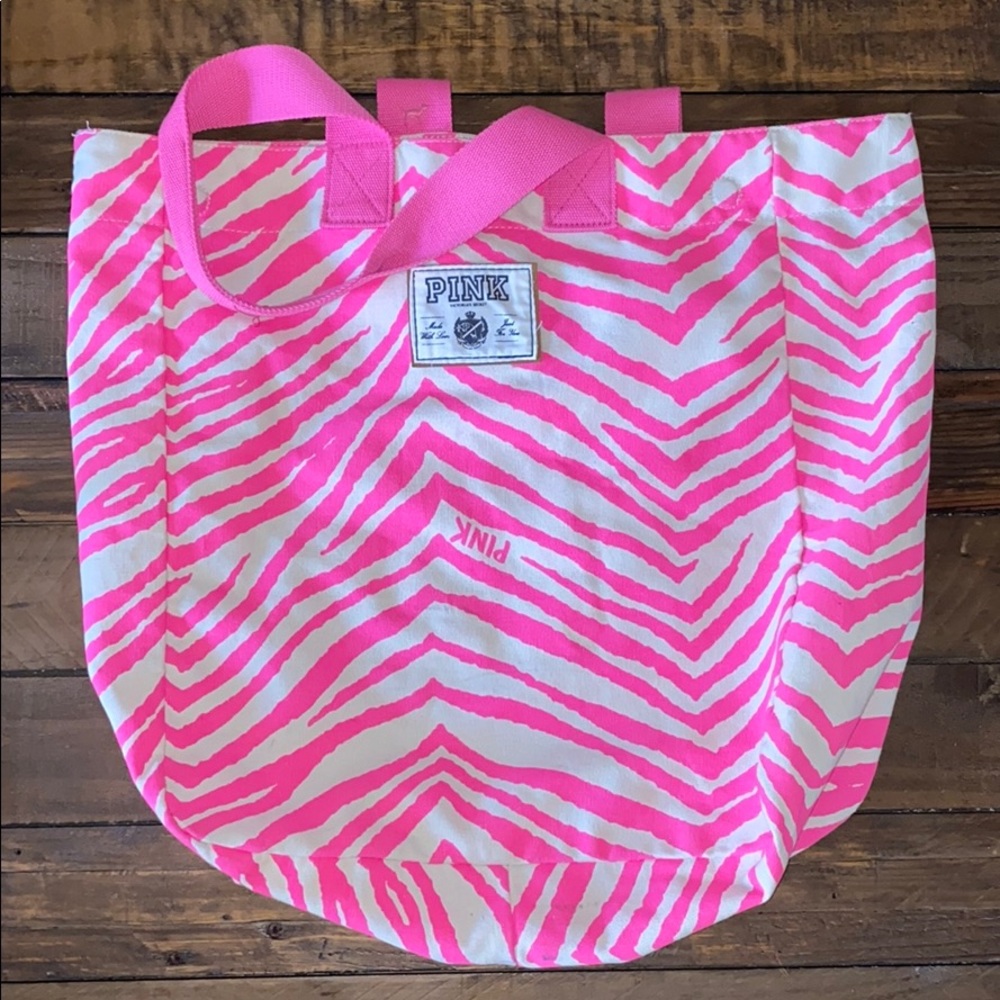 Pink Victoria’s Secret pink zebra tote bag